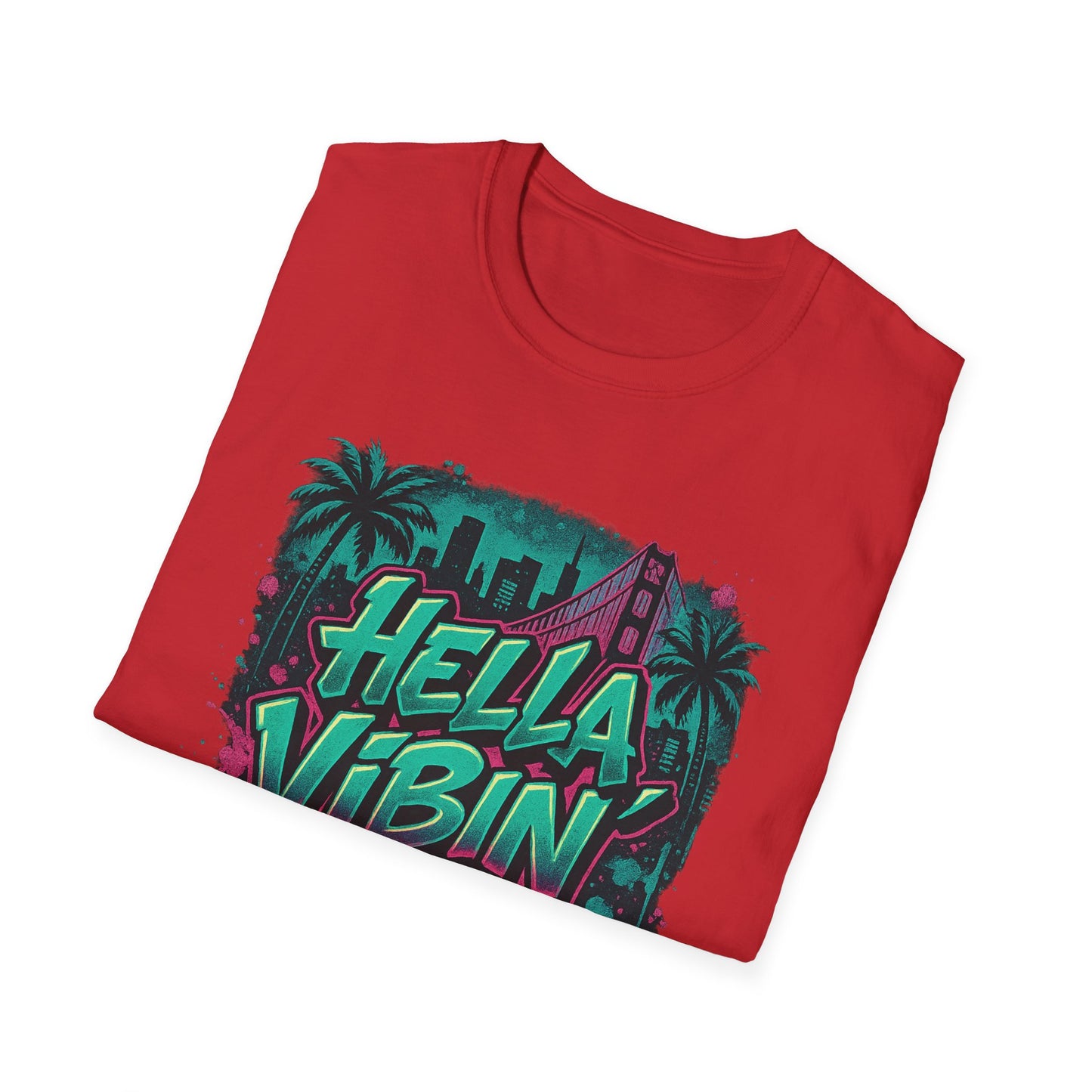 Hella Vibin' Unisex Softstyle T-Shirt, Summer Vibes, Festival Wear, Gift for Friends, Casual Lifestyle, Retro Design