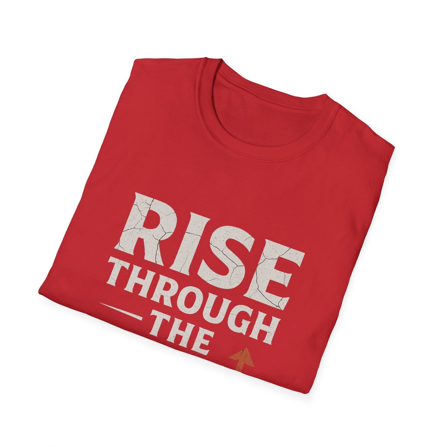 Inspirational Unisex Softstyle T-Shirt - Rise Through the Wreckage, Motivational Gift, Casual Wear, Workout Shirt, Uplifting Message Tee