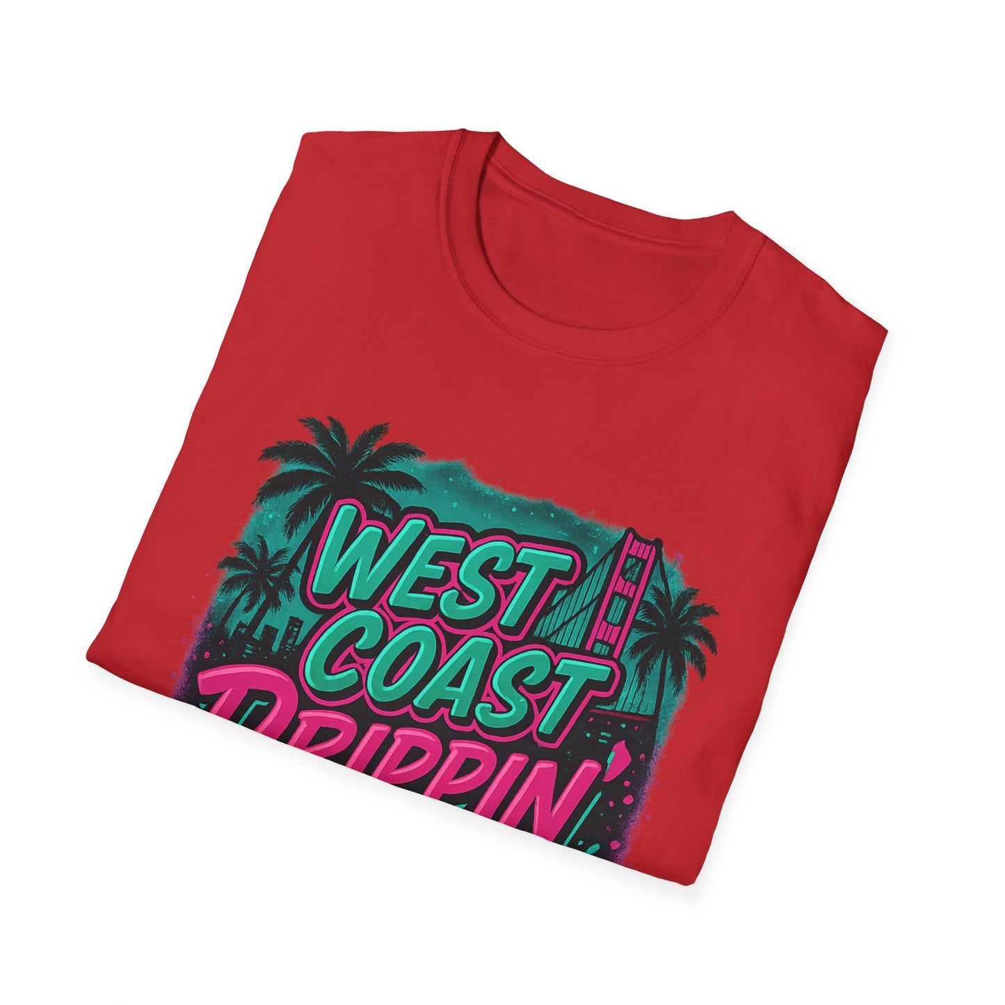 Retro West Coast Drippin' Unisex Softstyle T-Shirt | Vintage Graphic Tee, Summer Fashion, Streetwear, Gift for Him/Her, Festival Attire