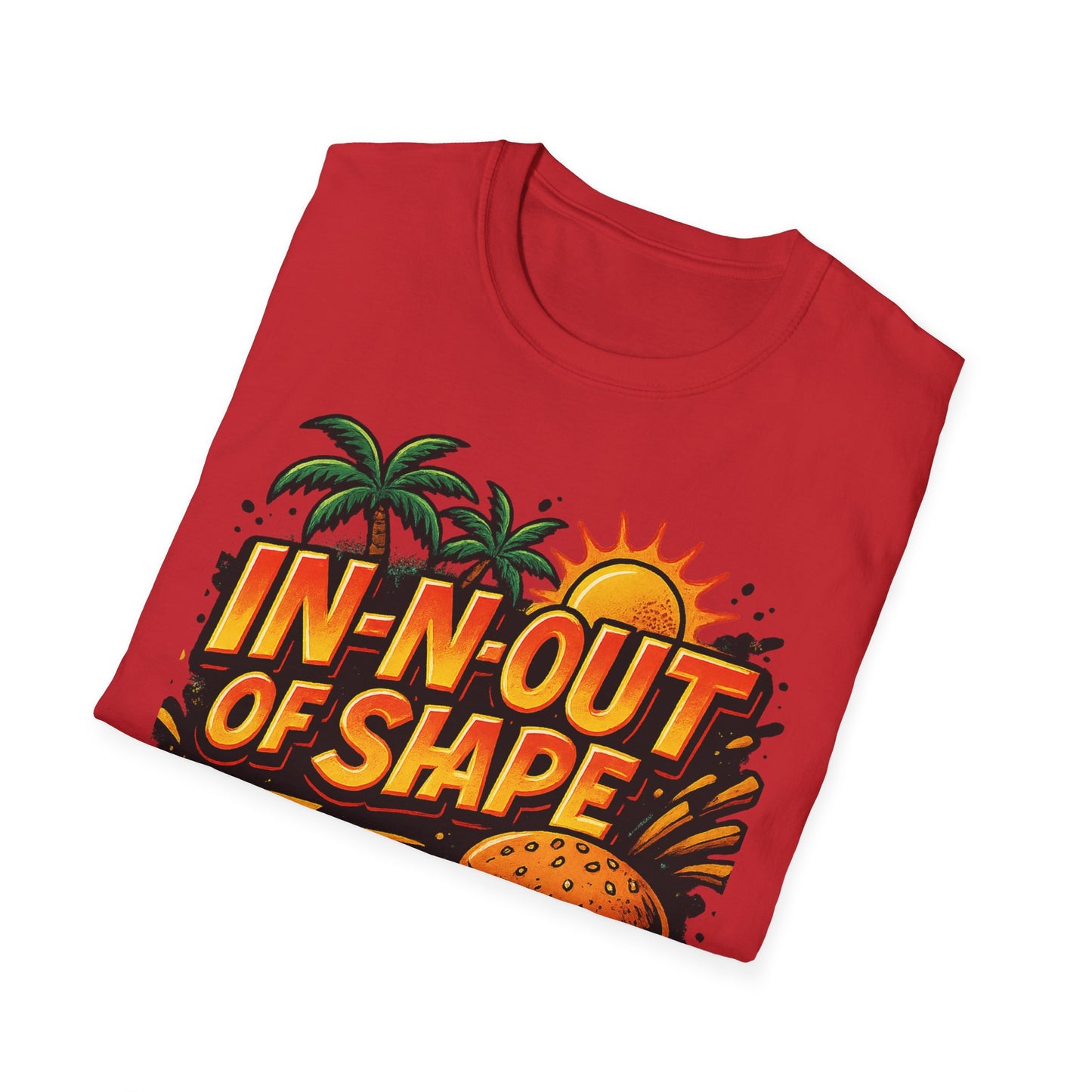 In-N-Out of Shape T-Shirt, Fun Graphic Tee, Perfect Gift for Food Lovers, Casual Wear, Summer Style