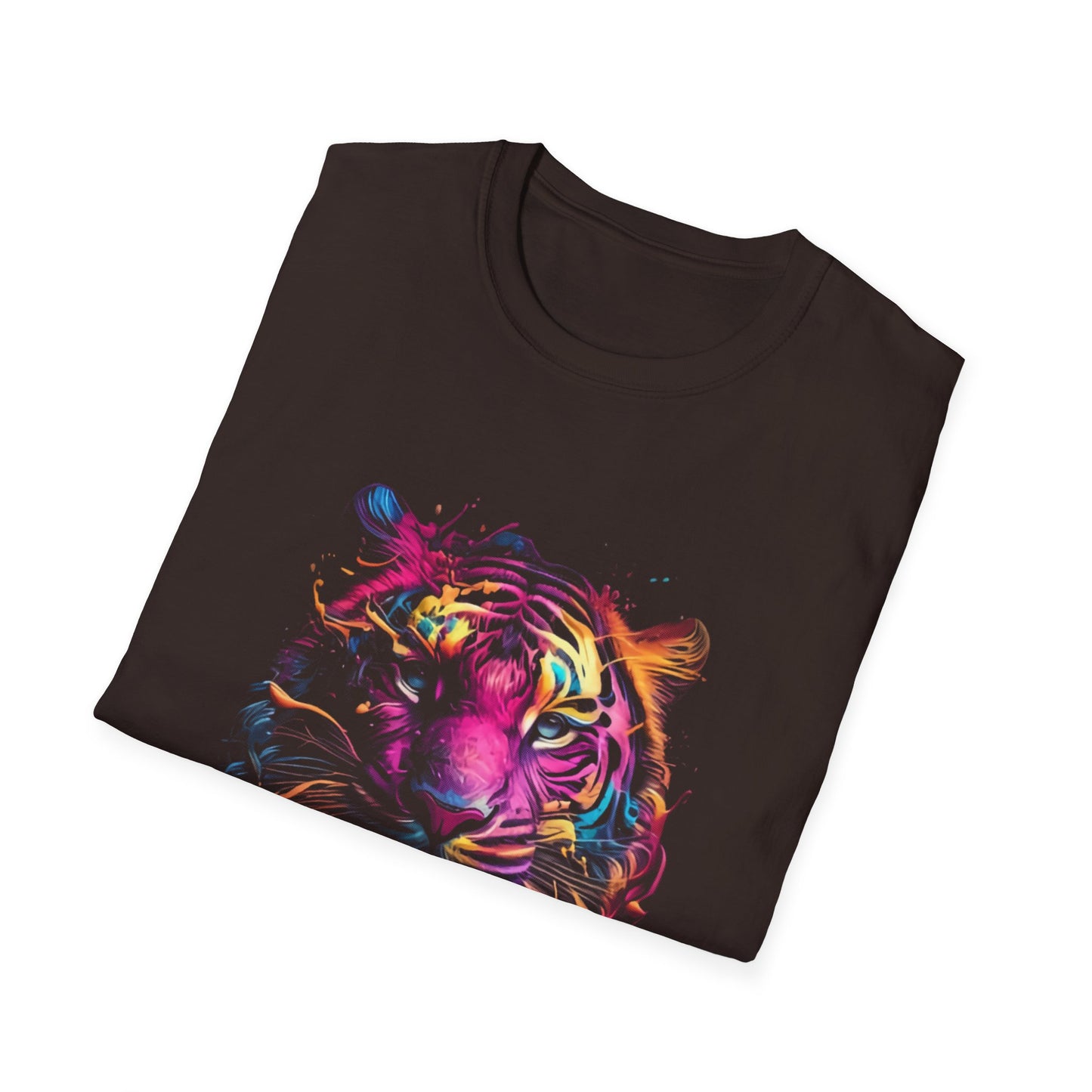 Colorful Tiger Graphic T-Shirt, Unisex Softstyle Tee, Animal Lover Gift, Nature Lover Apparel, Eco-Friendly Fashion, Summer Casual Wear