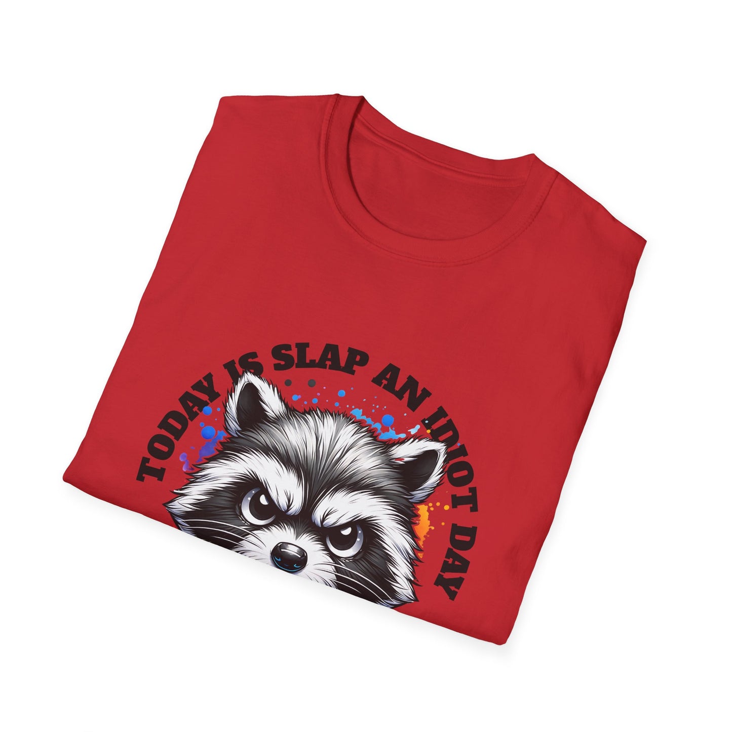 Funny Raccoon T-Shirt, Gift for Friends, Quirky Humor Shirt, Casual Wear, Slap an Idiot Day Tee, Birthday or Occasion Top