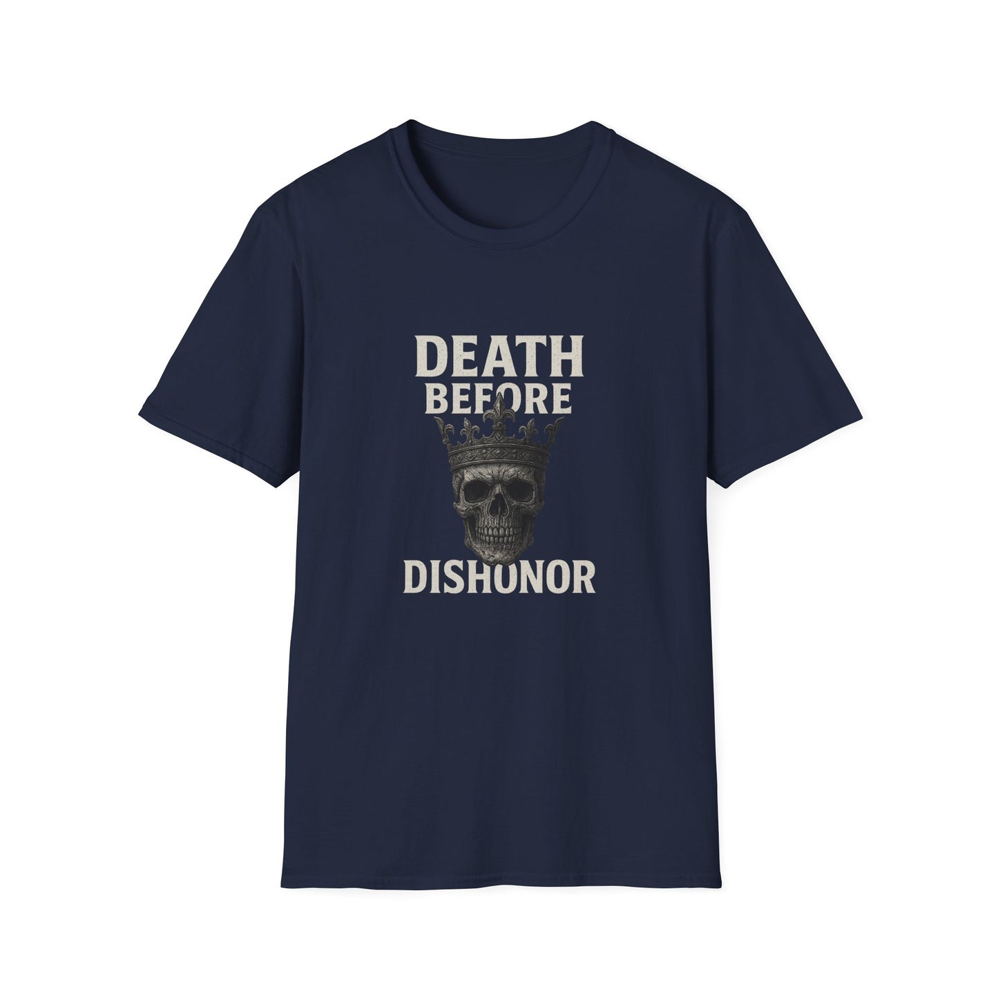 Unisex Skull Graphic T-Shirt - Death Before Dishonor, Casual Wear, Gift for Rebels, Halloween Costume, Unique Statement Tee
