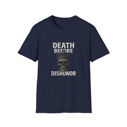 Unisex Skull Graphic T-Shirt - Death Before Dishonor, Casual Wear, Gift for Rebels, Halloween Costume, Unique Statement Tee