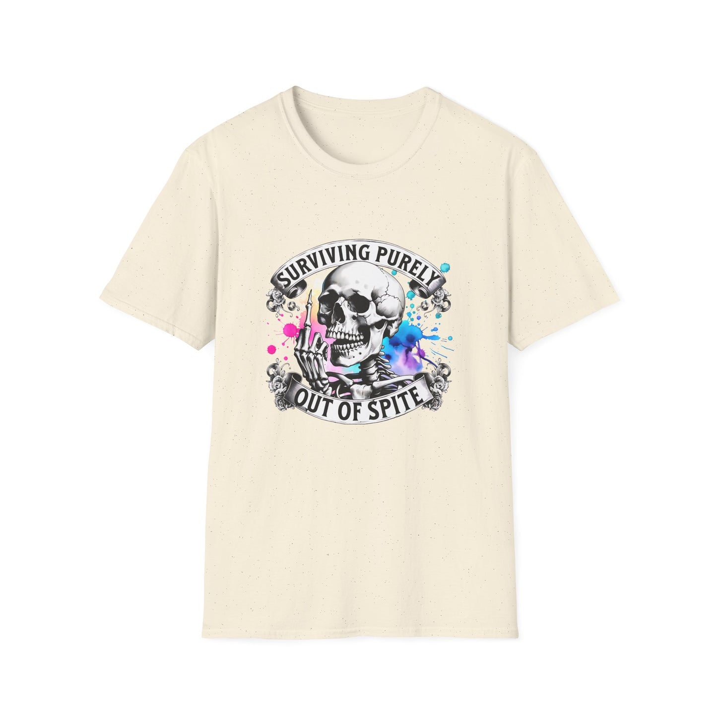 Surviving Purely Out of Spite T-Shirt | Inspirational Graphic Tee, Gift for Friends, Cool Casual Wear, Artistic Skull Design