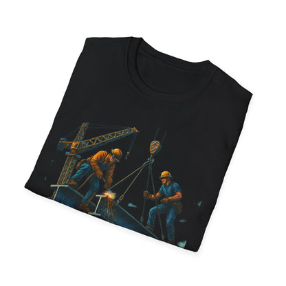 Steel Titans Unisex Softstyle T-Shirt | Construction Work Tee, Gift for Builders, Father's Day Shirt, Casual Workwear, Unique Graphic Tee