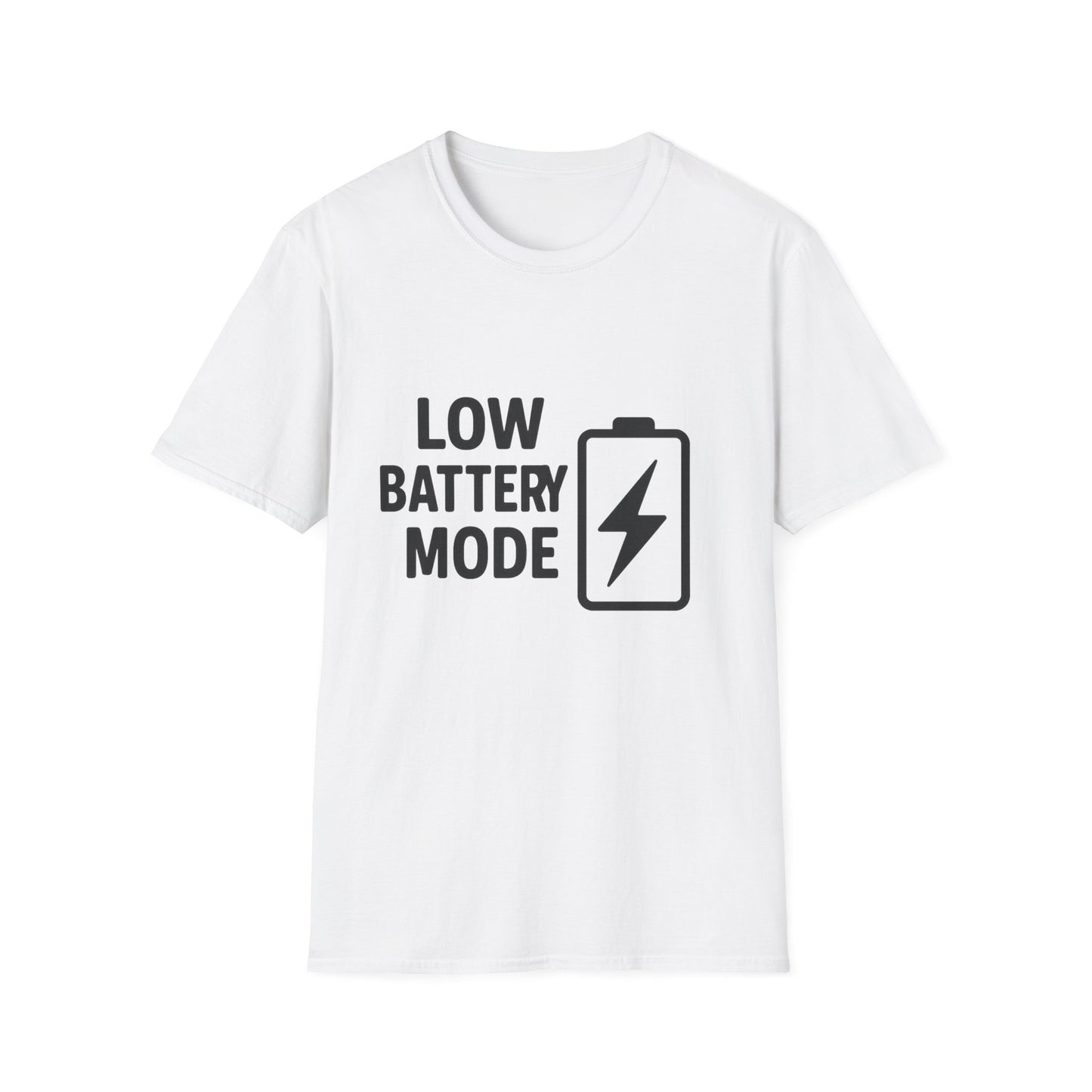 Low Battery Mode Unisex Softstyle T-Shirt, Gift for Tech Lovers, Casual Wear, Funny Tee, Great for Birthdays, Geek Culture