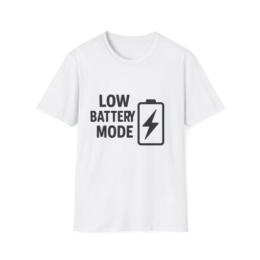 Low Battery Mode Unisex Softstyle T-Shirt, Gift for Tech Lovers, Casual Wear, Funny Tee, Great for Birthdays, Geek Culture