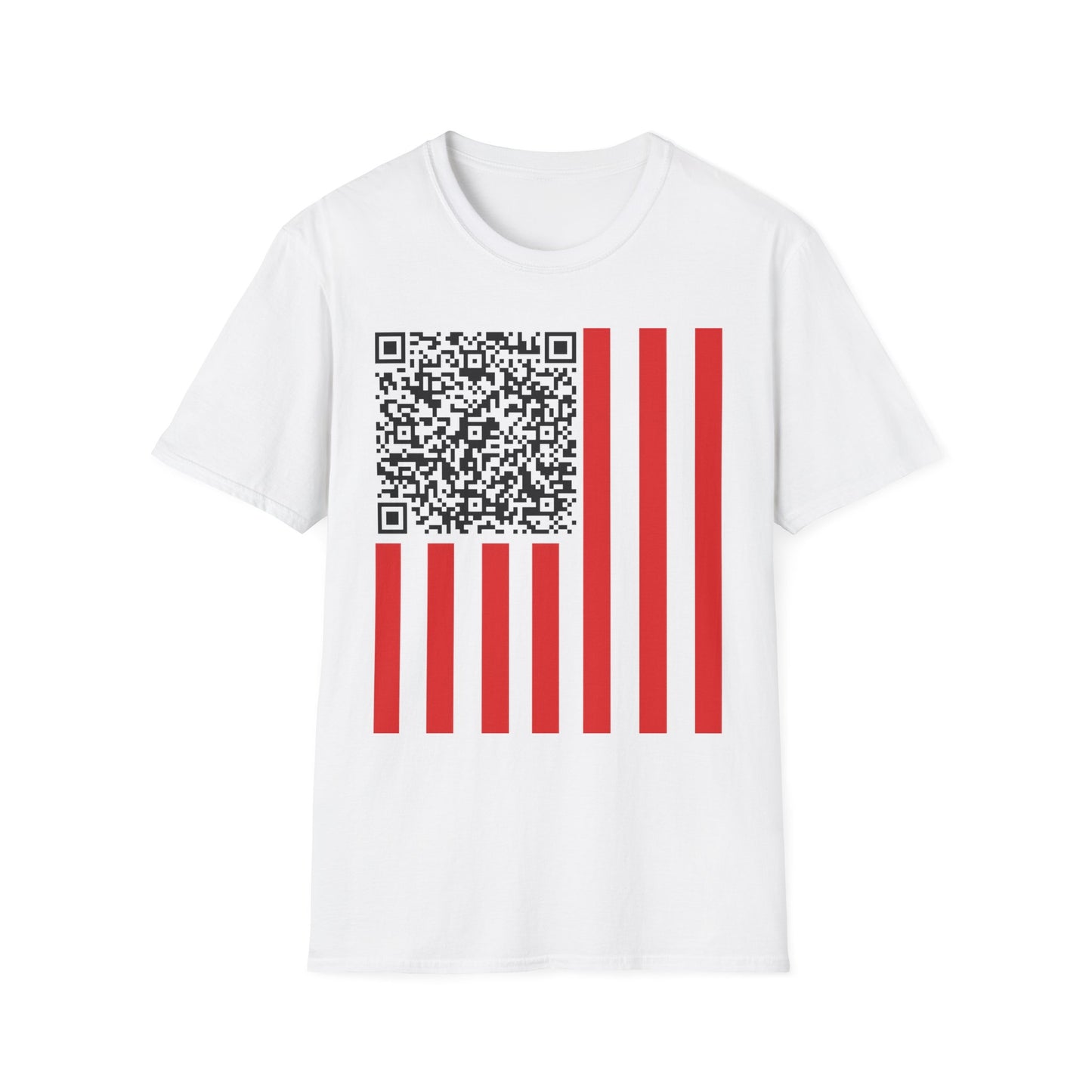 Patriotic QR Code Tee - Unisex Softstyle T-Shirt, Summer Wear, 4th of July, Casual Style, Graphic Tee, Gift Idea