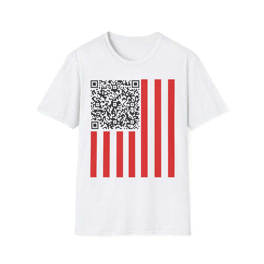 Patriotic QR Code Tee - Unisex Softstyle T-Shirt, Summer Wear, 4th of July, Casual Style, Graphic Tee, Gift Idea