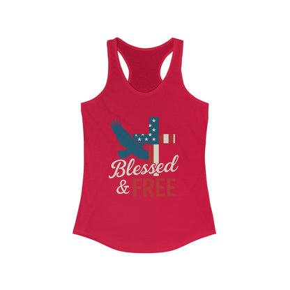 Patriotic Faith Racerback Tank - Blessed & Free, Summer Tank Top, Christian Tank, 4th of July Shirt, Gift for Her, Vacation Top