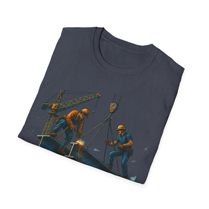 Steel Titans Unisex Softstyle T-Shirt | Construction Work Tee, Gift for Builders, Father's Day Shirt, Casual Workwear, Unique Graphic Tee
