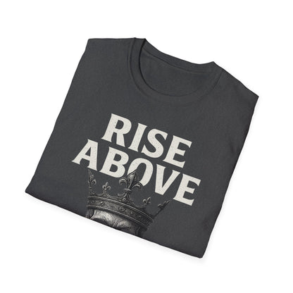 Unisex Skull Graphic Tee - Rise Above All, Unique Softstyle T-Shirt for Casual Wear, Gift for Friends, Trendy Streetwear