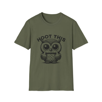 Hoot This Owl Graphic T-Shirt, Funny Tee for Animal Lovers, Gift for Birthdays, Casual Wear, Unisex Humor Shirt