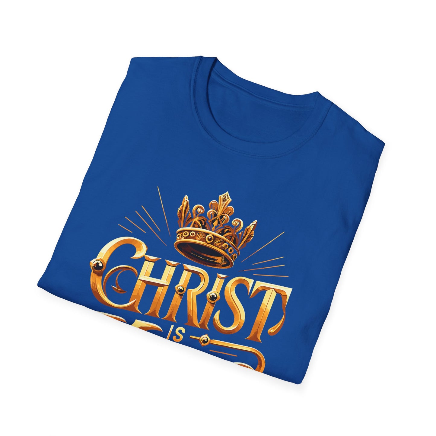 Christ is King Graphic T-Shirt, Faith-Based Tee, Unisex Softstyle Shirt, Christian Apparel, Inspirational Gift for Holidays