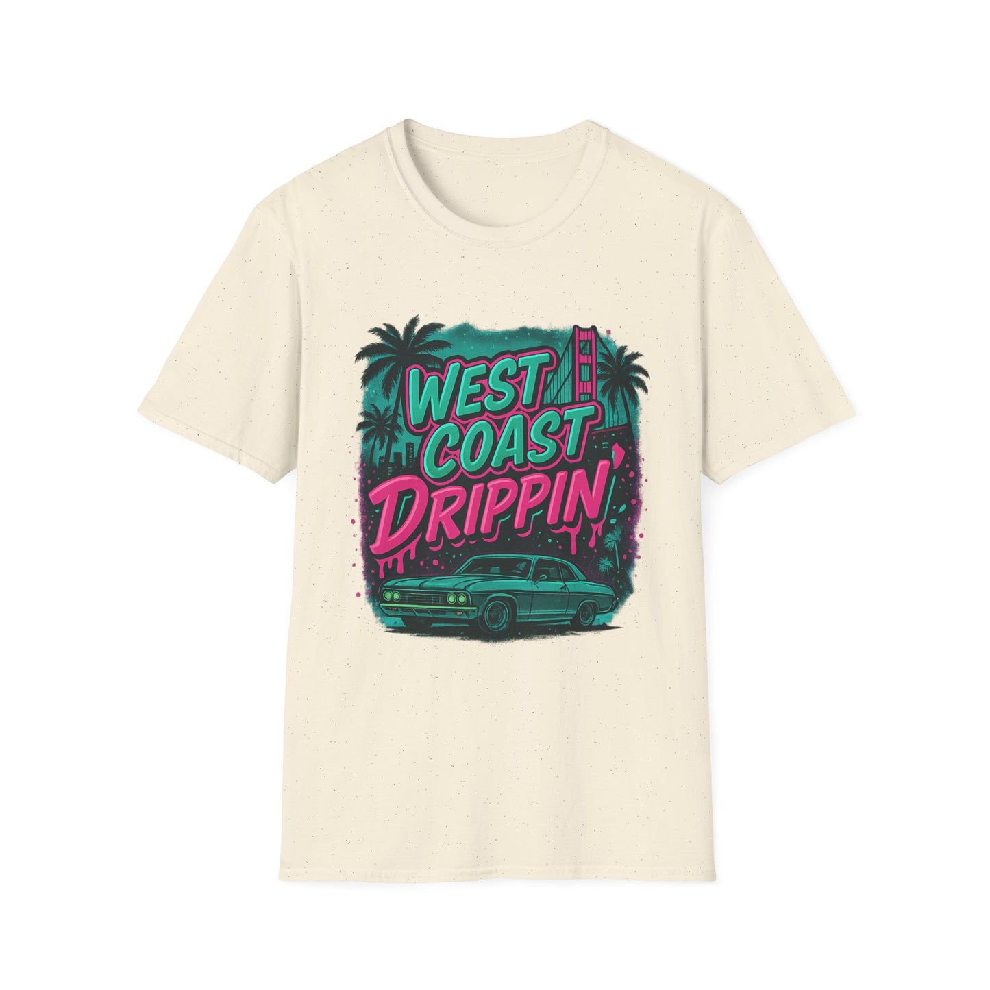 Retro West Coast Drippin' Unisex Softstyle T-Shirt | Vintage Graphic Tee, Summer Fashion, Streetwear, Gift for Him/Her, Festival Attire