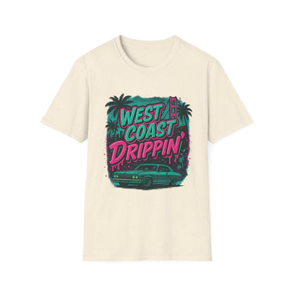 Retro West Coast Drippin' Unisex Softstyle T-Shirt | Vintage Graphic Tee, Summer Fashion, Streetwear, Gift for Him/Her, Festival Attire