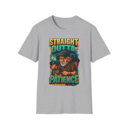 Straight Outta Patience Unisex T-Shirt - Funny Graphic Tee for Men and Women, Gift for Birthdays, Anniversaries, Casual Wear, Humor Fashion
