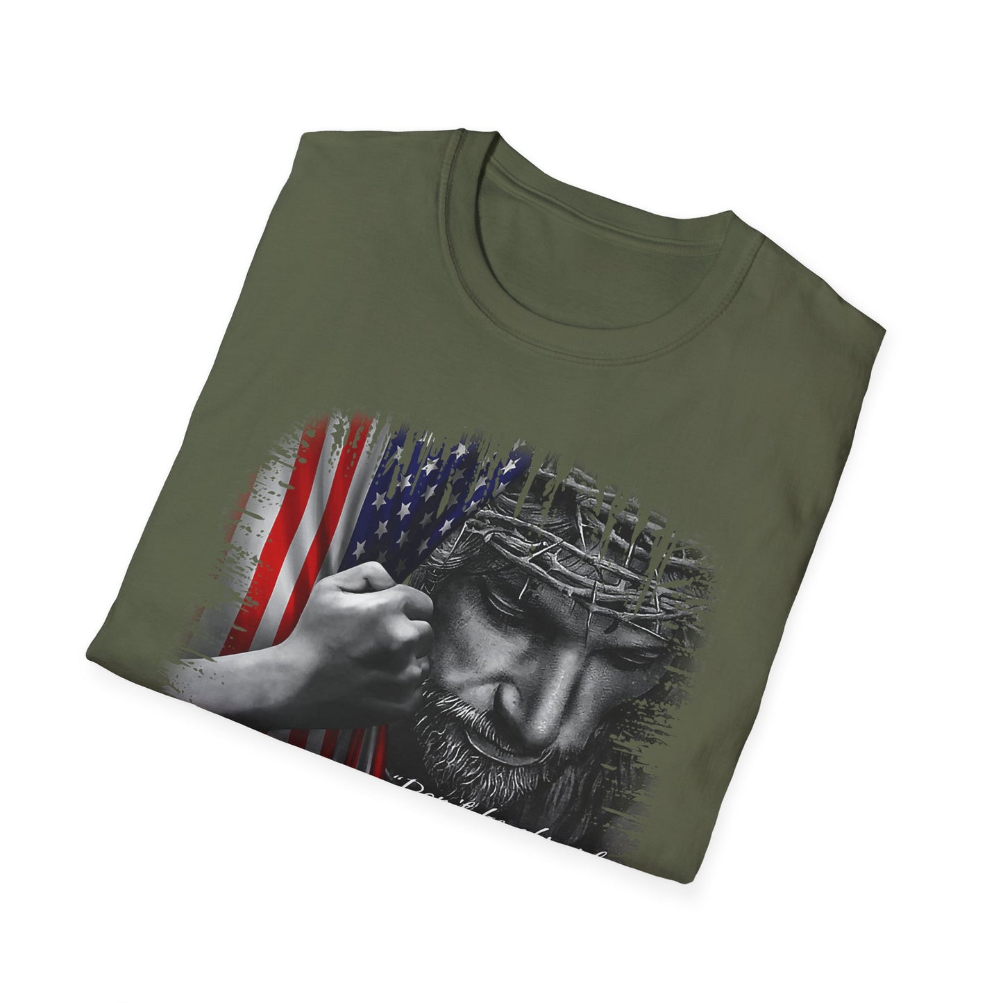 Patriotic Graphic T-Shirt - Unisex Softstyle Tee, Faith-Inspired Apparel, 4th of July, Memorial Day, Inspirational Gift