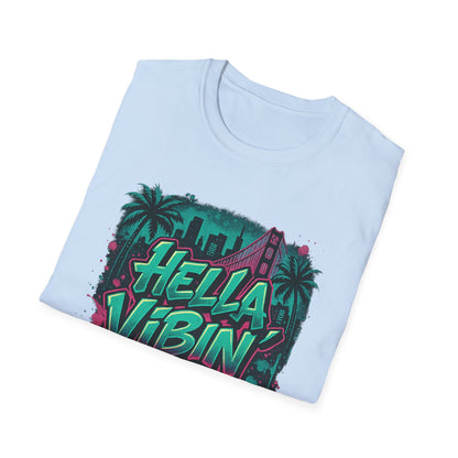 Hella Vibin' Unisex Softstyle T-Shirt, Summer Vibes, Festival Wear, Gift for Friends, Casual Lifestyle, Retro Design