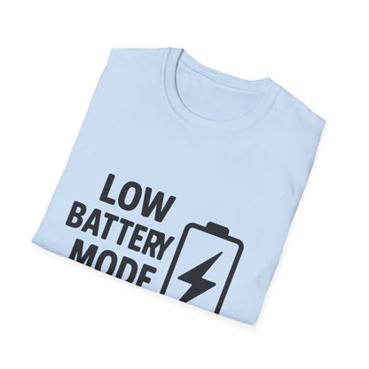Low Battery Mode Unisex Softstyle T-Shirt, Gift for Tech Lovers, Casual Wear, Funny Tee, Great for Birthdays, Geek Culture
