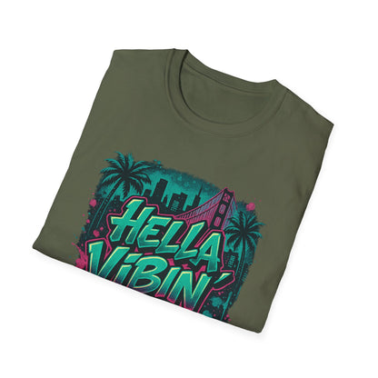 Hella Vibin' Unisex Softstyle T-Shirt, Summer Vibes, Festival Wear, Gift for Friends, Casual Lifestyle, Retro Design