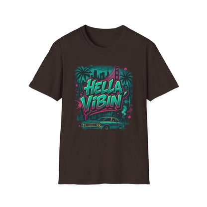 Hella Vibin' Unisex Softstyle T-Shirt, Summer Vibes, Festival Wear, Gift for Friends, Casual Lifestyle, Retro Design