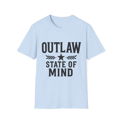 Unisex Outlaw State of Mind T-Shirt, Casual Tee, Gift for Rebels, Comfy Shirt, Festival Wear, Statement Apparel
