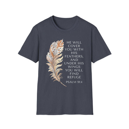 Faith-Inspired Unisex Softstyle T-Shirt – Psalm 91:4