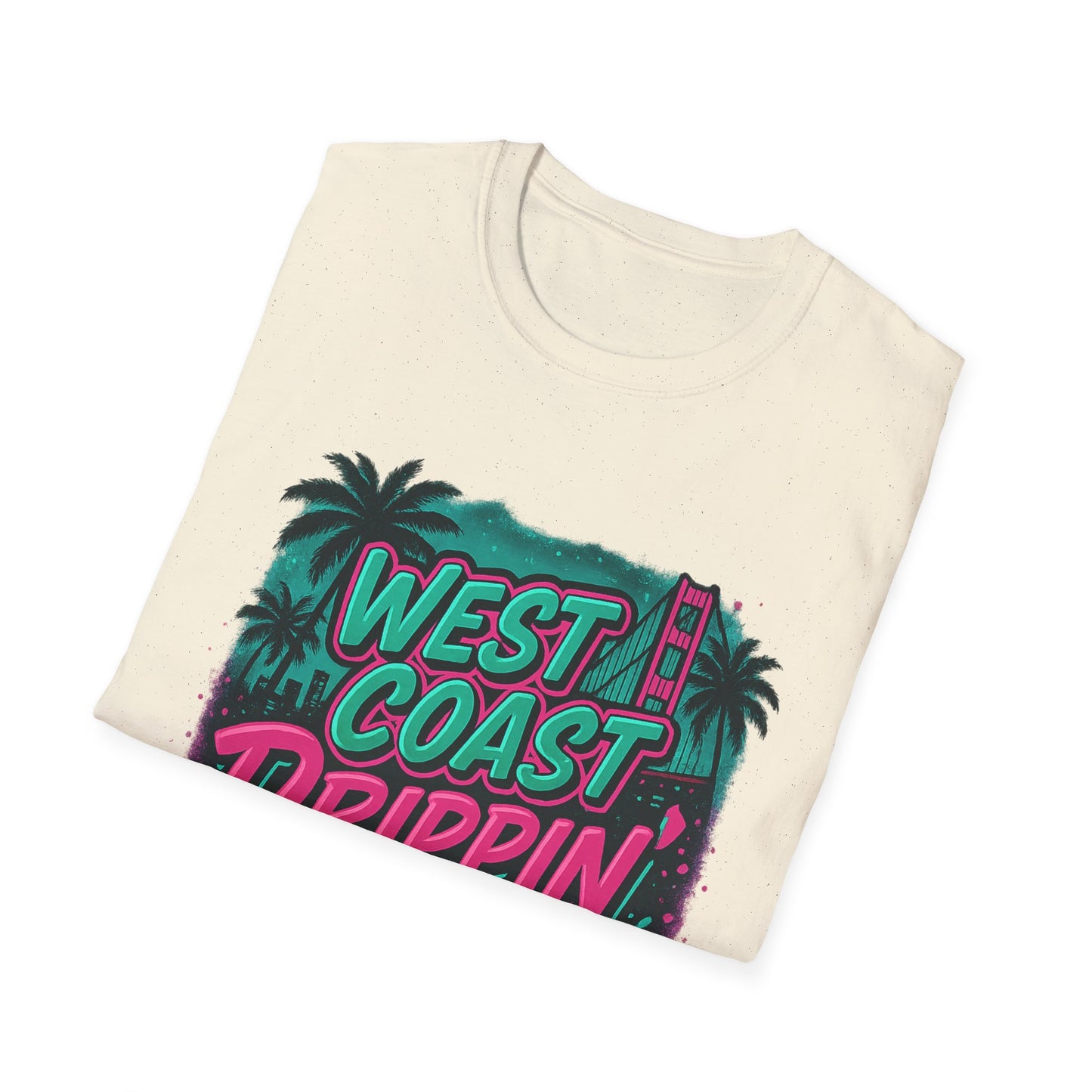 Retro West Coast Drippin' Unisex Softstyle T-Shirt | Vintage Graphic Tee, Summer Fashion, Streetwear, Gift for Him/Her, Festival Attire