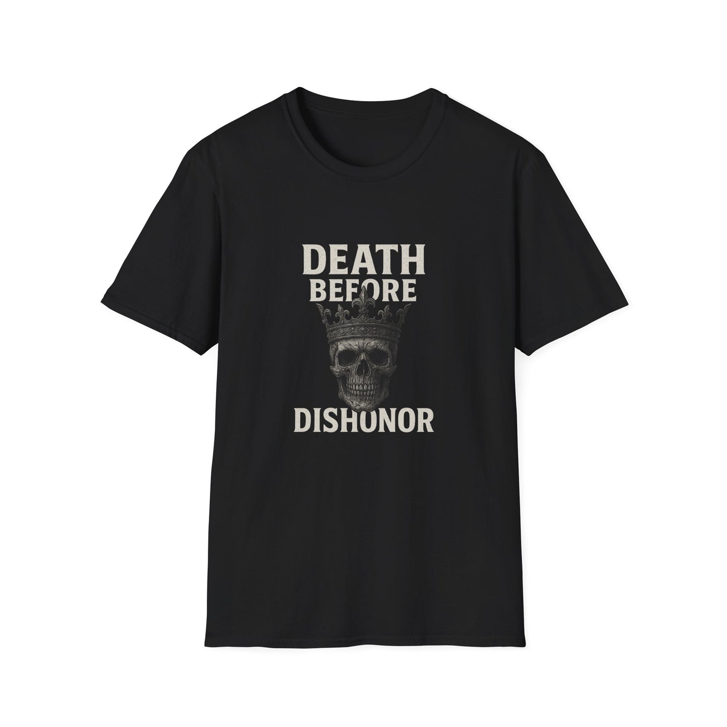 Unisex Skull Graphic T-Shirt - Death Before Dishonor, Casual Wear, Gift for Rebels, Halloween Costume, Unique Statement Tee