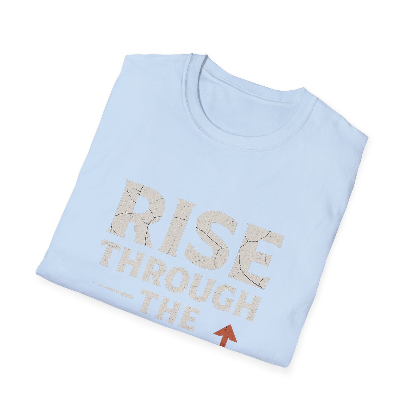 Inspirational Unisex Softstyle T-Shirt - Rise Through the Wreckage, Motivational Gift, Casual Wear, Workout Shirt, Uplifting Message Tee