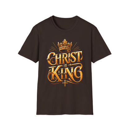 Christ is King Graphic T-Shirt, Faith-Based Tee, Unisex Softstyle Shirt, Christian Apparel, Inspirational Gift for Holidays