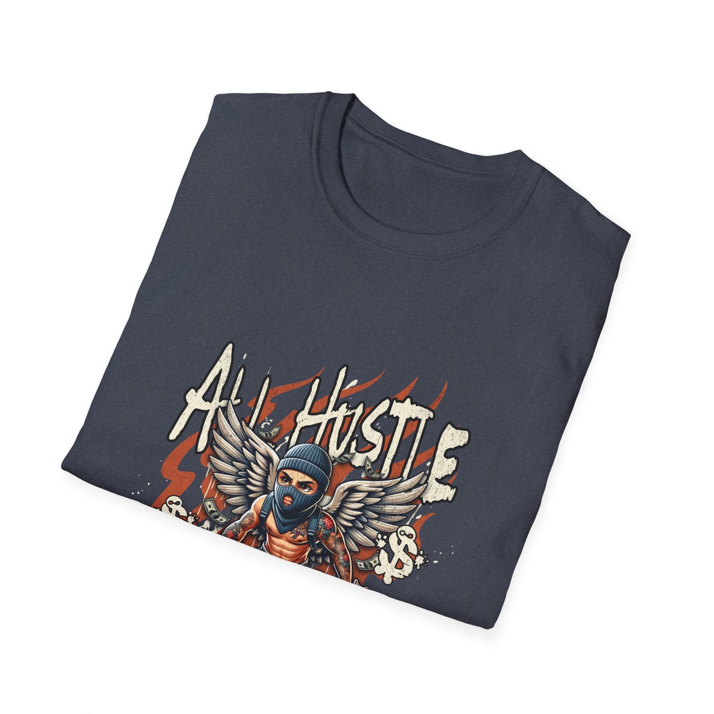 All Hustle No Luck Unisex Softstyle T-Shirt | Motivational Apparel, Graphic Tee, Casual Wear, Gift for Entrepreneurs, Streetwear
