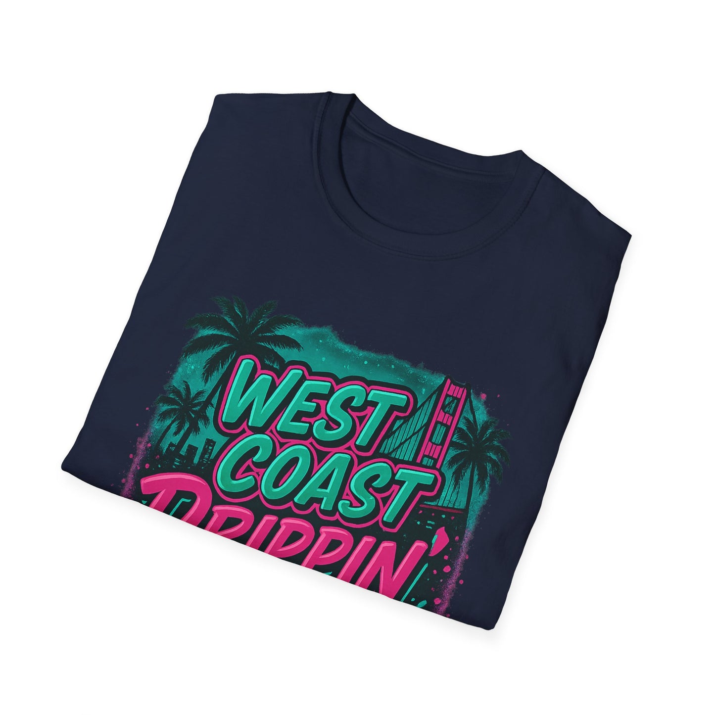Retro West Coast Drippin' Unisex Softstyle T-Shirt | Vintage Graphic Tee, Summer Fashion, Streetwear, Gift for Him/Her, Festival Attire