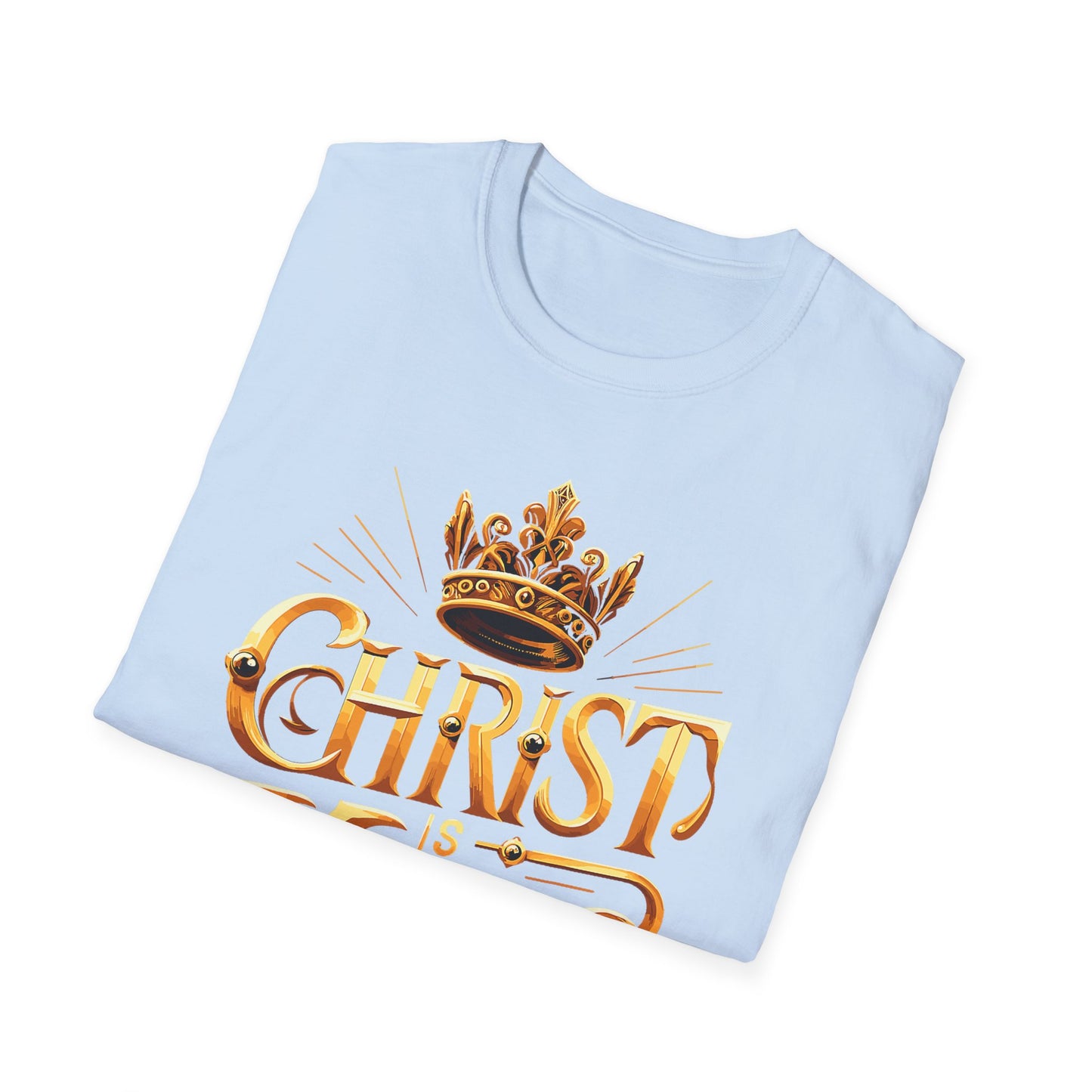 Christ is King Graphic T-Shirt, Faith-Based Tee, Unisex Softstyle Shirt, Christian Apparel, Inspirational Gift for Holidays