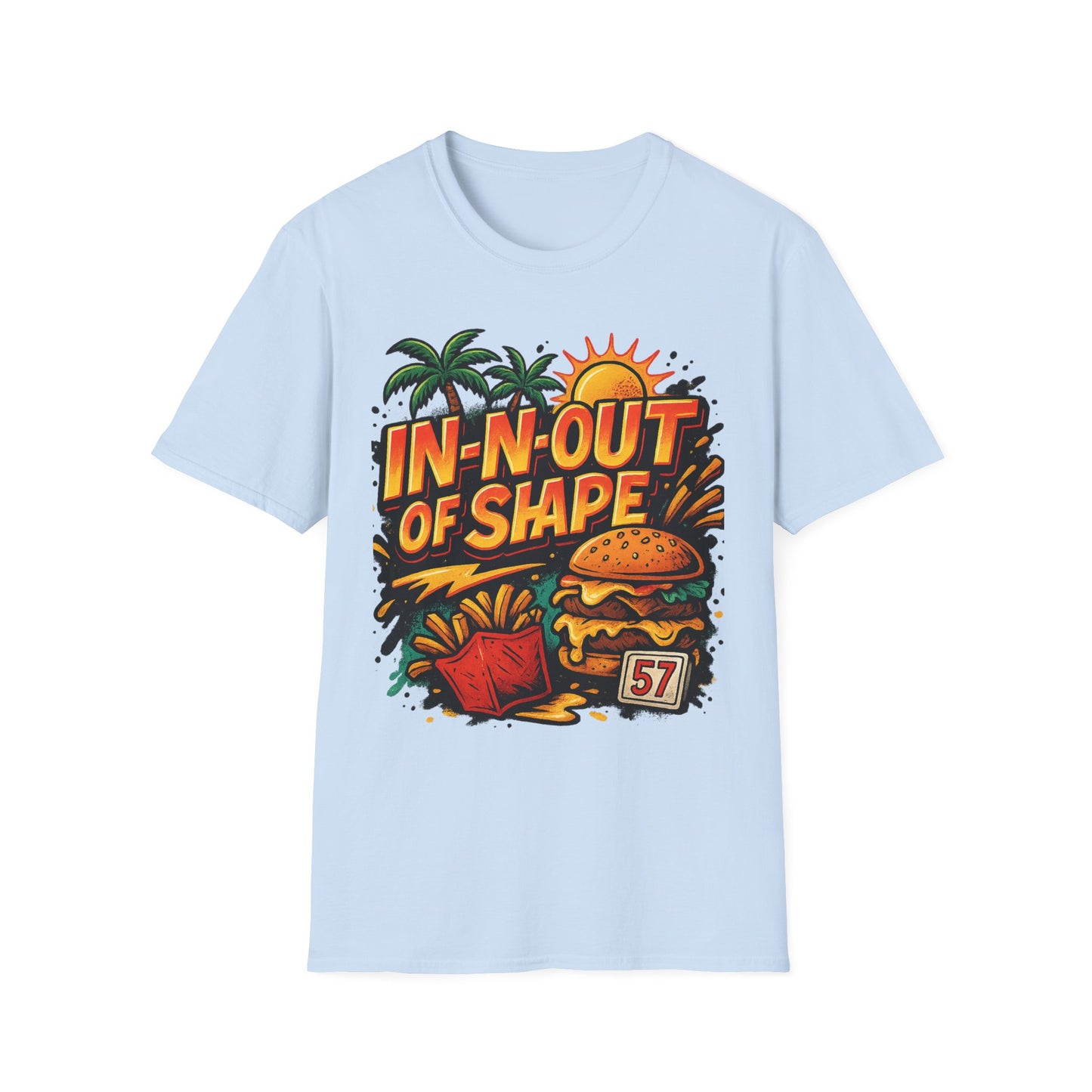 In-N-Out of Shape T-Shirt, Fun Graphic Tee, Perfect Gift for Food Lovers, Casual Wear, Summer Style