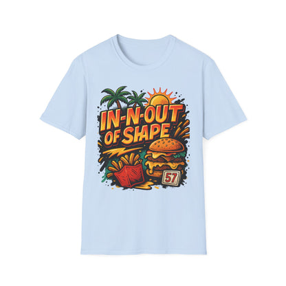 In-N-Out of Shape T-Shirt, Fun Graphic Tee, Perfect Gift for Food Lovers, Casual Wear, Summer Style