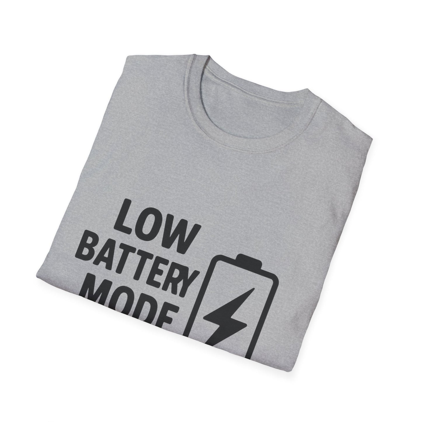 Low Battery Mode Unisex Softstyle T-Shirt, Gift for Tech Lovers, Casual Wear, Funny Tee, Great for Birthdays, Geek Culture