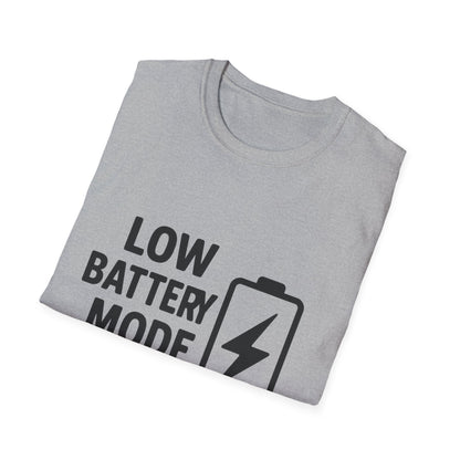 Low Battery Mode Unisex Softstyle T-Shirt, Gift for Tech Lovers, Casual Wear, Funny Tee, Great for Birthdays, Geek Culture