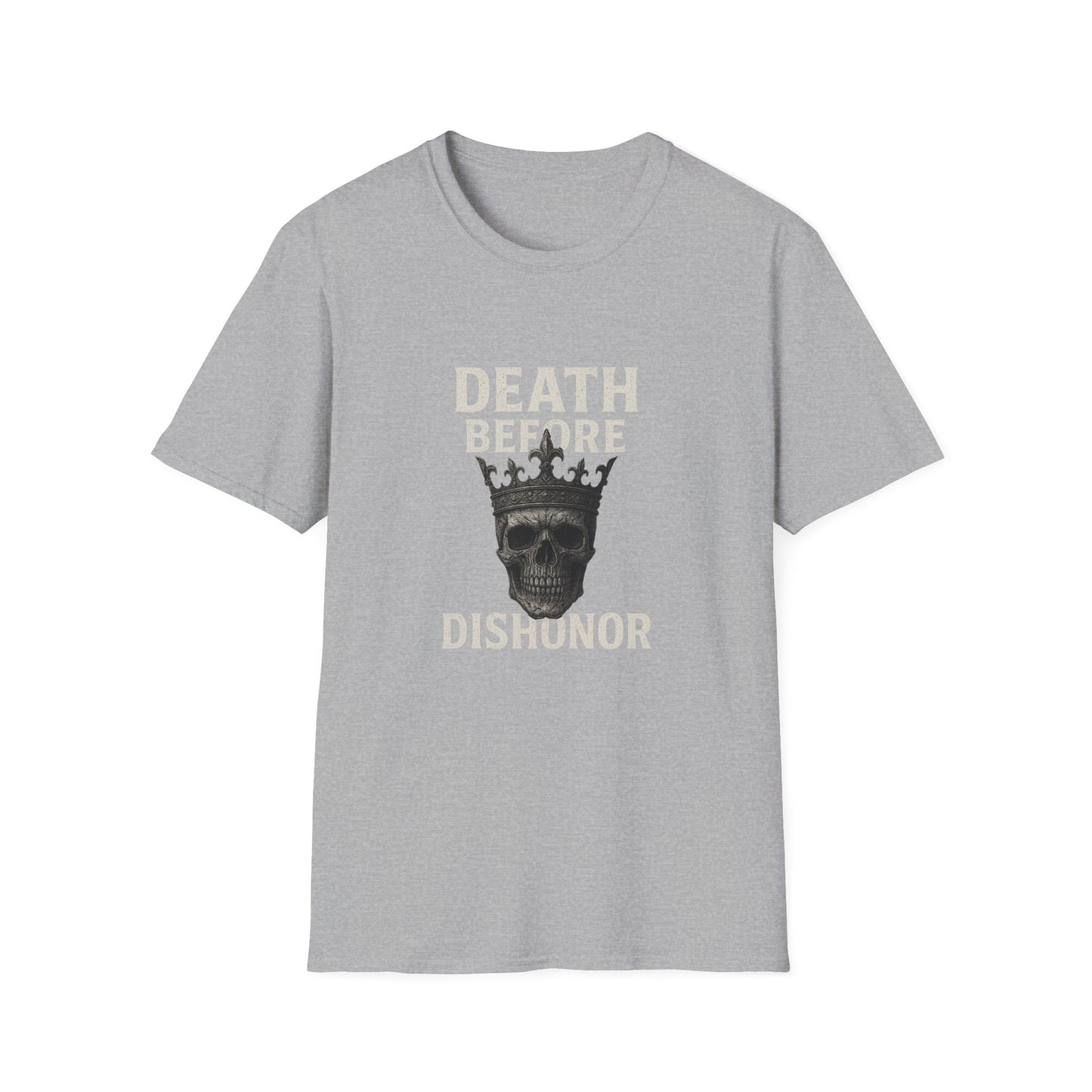 Unisex Skull Graphic T-Shirt - Death Before Dishonor, Casual Wear, Gift for Rebels, Halloween Costume, Unique Statement Tee