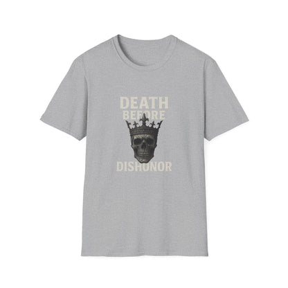 Unisex Skull Graphic T-Shirt - Death Before Dishonor, Casual Wear, Gift for Rebels, Halloween Costume, Unique Statement Tee
