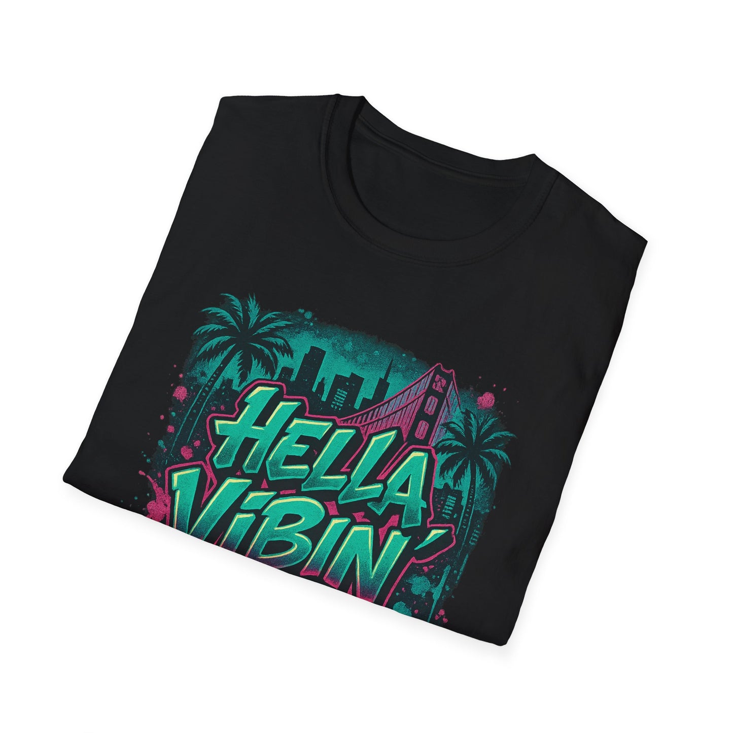 Hella Vibin' Unisex Softstyle T-Shirt, Summer Vibes, Festival Wear, Gift for Friends, Casual Lifestyle, Retro Design