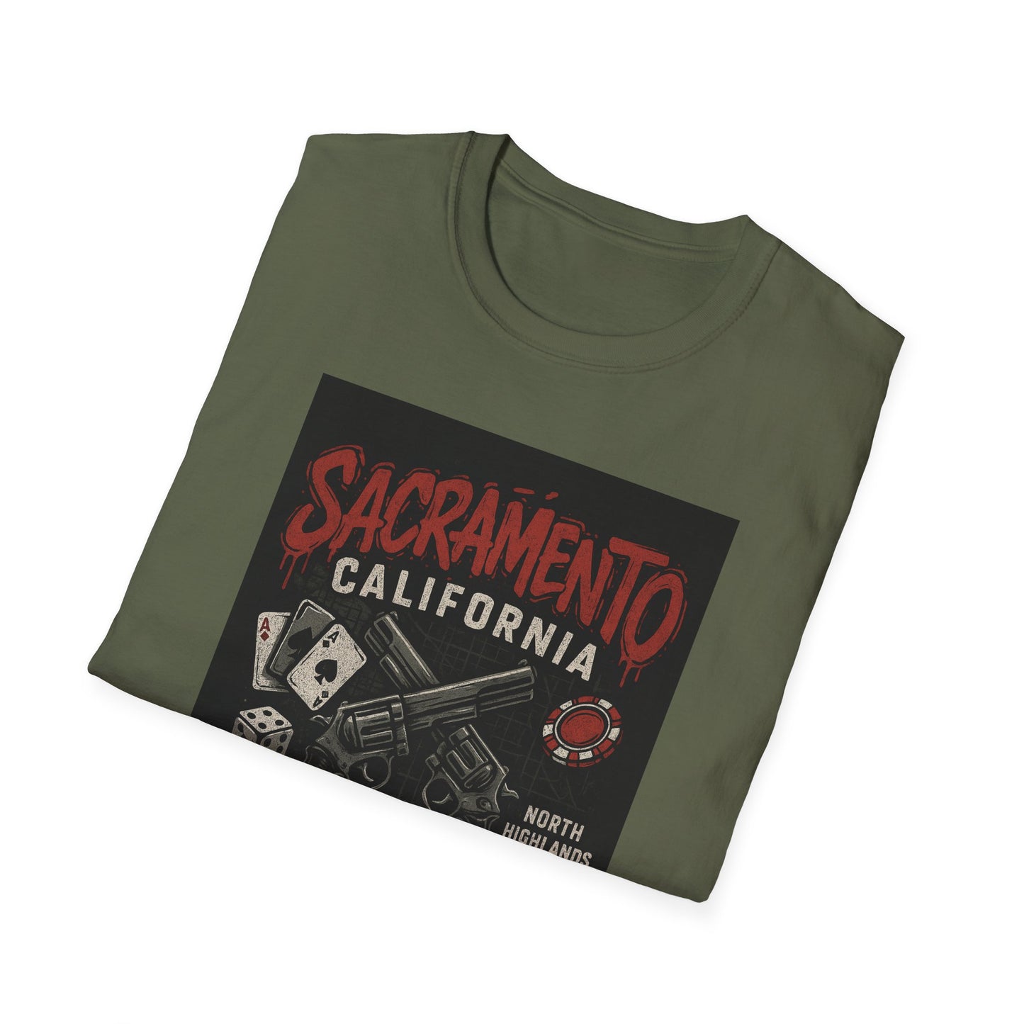 Sacramento Graphic Tee - Unisex Softstyle T-Shirt, California Apparel, Cool Casual Wear, Gift for Gamblers, Vintage Design