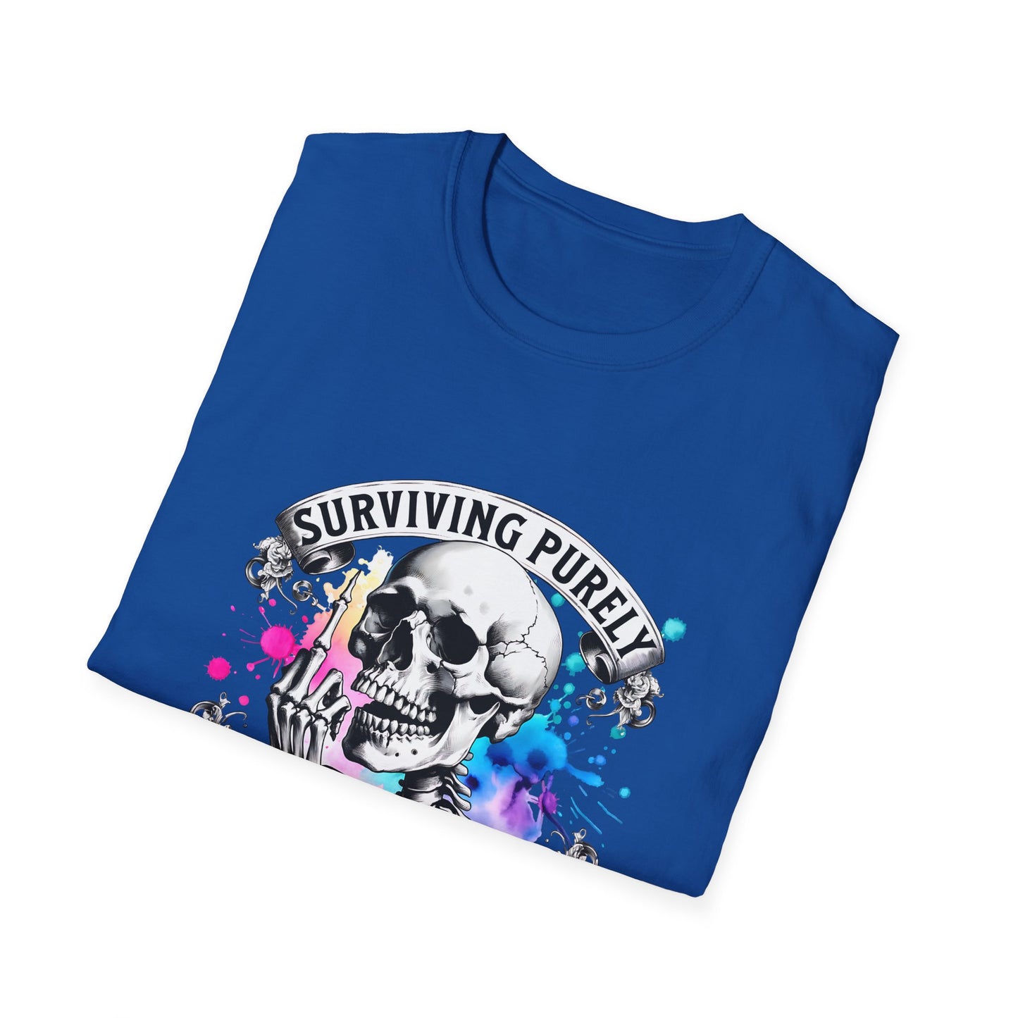 Surviving Purely Out of Spite T-Shirt | Inspirational Graphic Tee, Gift for Friends, Cool Casual Wear, Artistic Skull Design