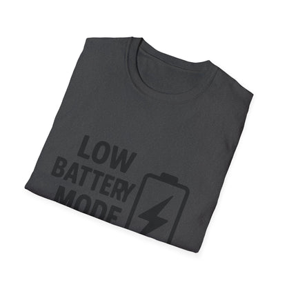 Low Battery Mode Unisex Softstyle T-Shirt, Gift for Tech Lovers, Casual Wear, Funny Tee, Great for Birthdays, Geek Culture