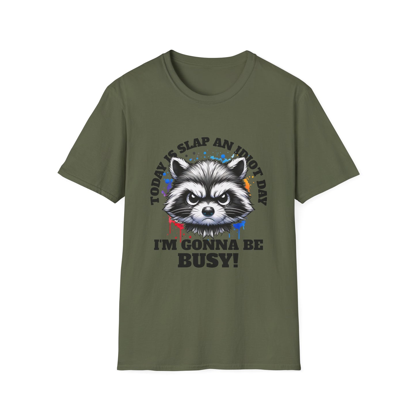 Funny Raccoon T-Shirt, Gift for Friends, Quirky Humor Shirt, Casual Wear, Slap an Idiot Day Tee, Birthday or Occasion Top