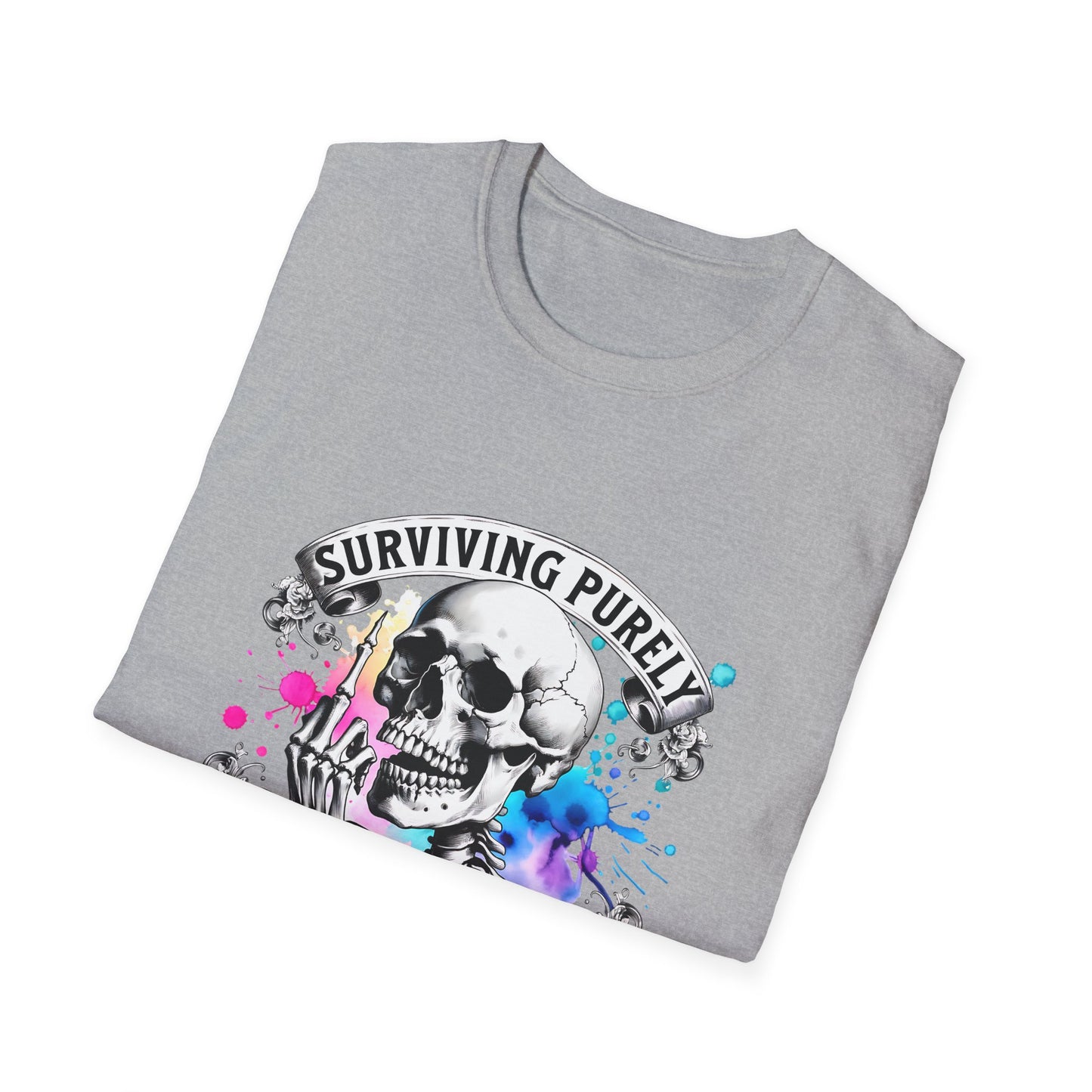 Surviving Purely Out of Spite T-Shirt | Inspirational Graphic Tee, Gift for Friends, Cool Casual Wear, Artistic Skull Design