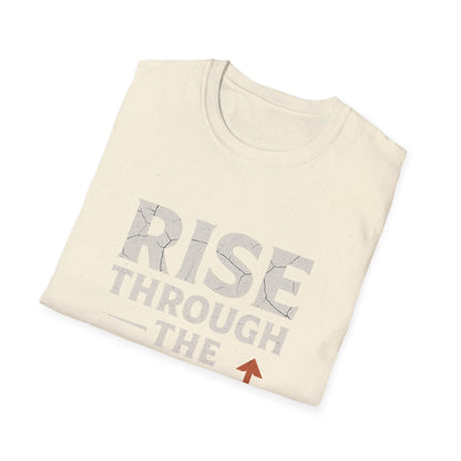 Inspirational Unisex Softstyle T-Shirt - Rise Through the Wreckage, Motivational Gift, Casual Wear, Workout Shirt, Uplifting Message Tee