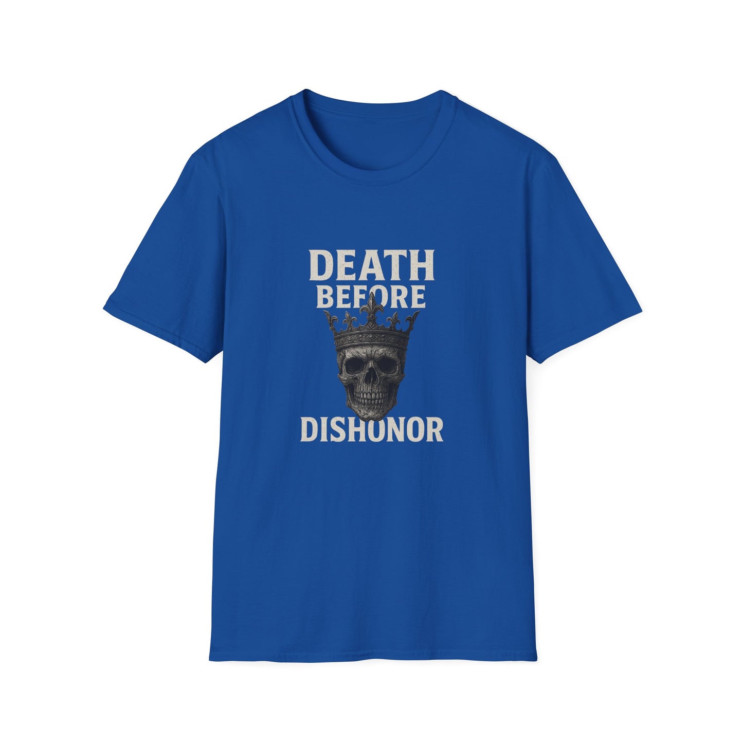 Unisex Skull Graphic T-Shirt - Death Before Dishonor, Casual Wear, Gift for Rebels, Halloween Costume, Unique Statement Tee